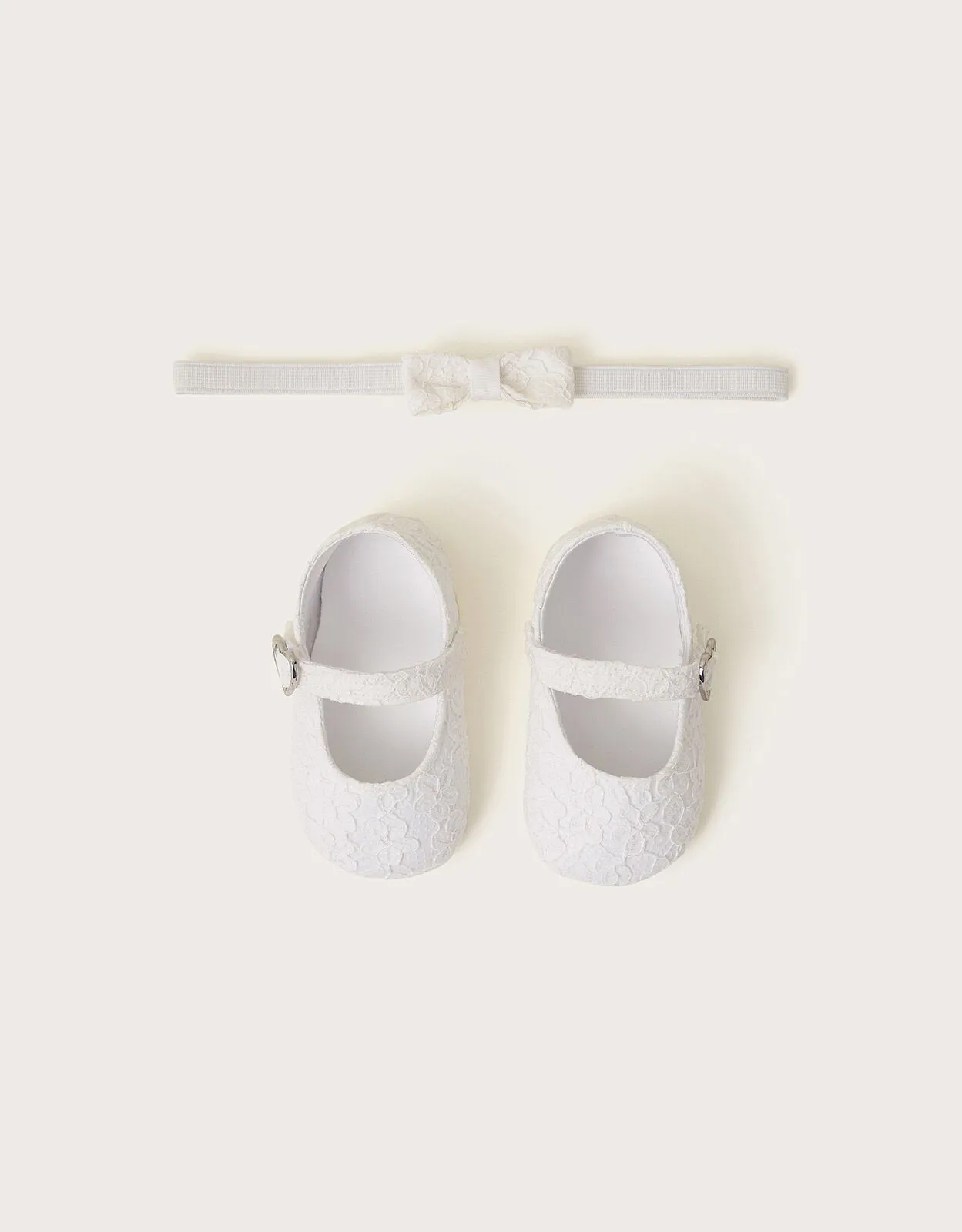 Baby Lacey Heart Booties and Bando Set Ivory