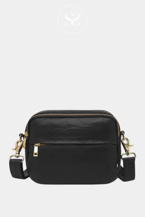 DEPECHE 16298 BLACK LEATHER CROSSBODY HANDBAG