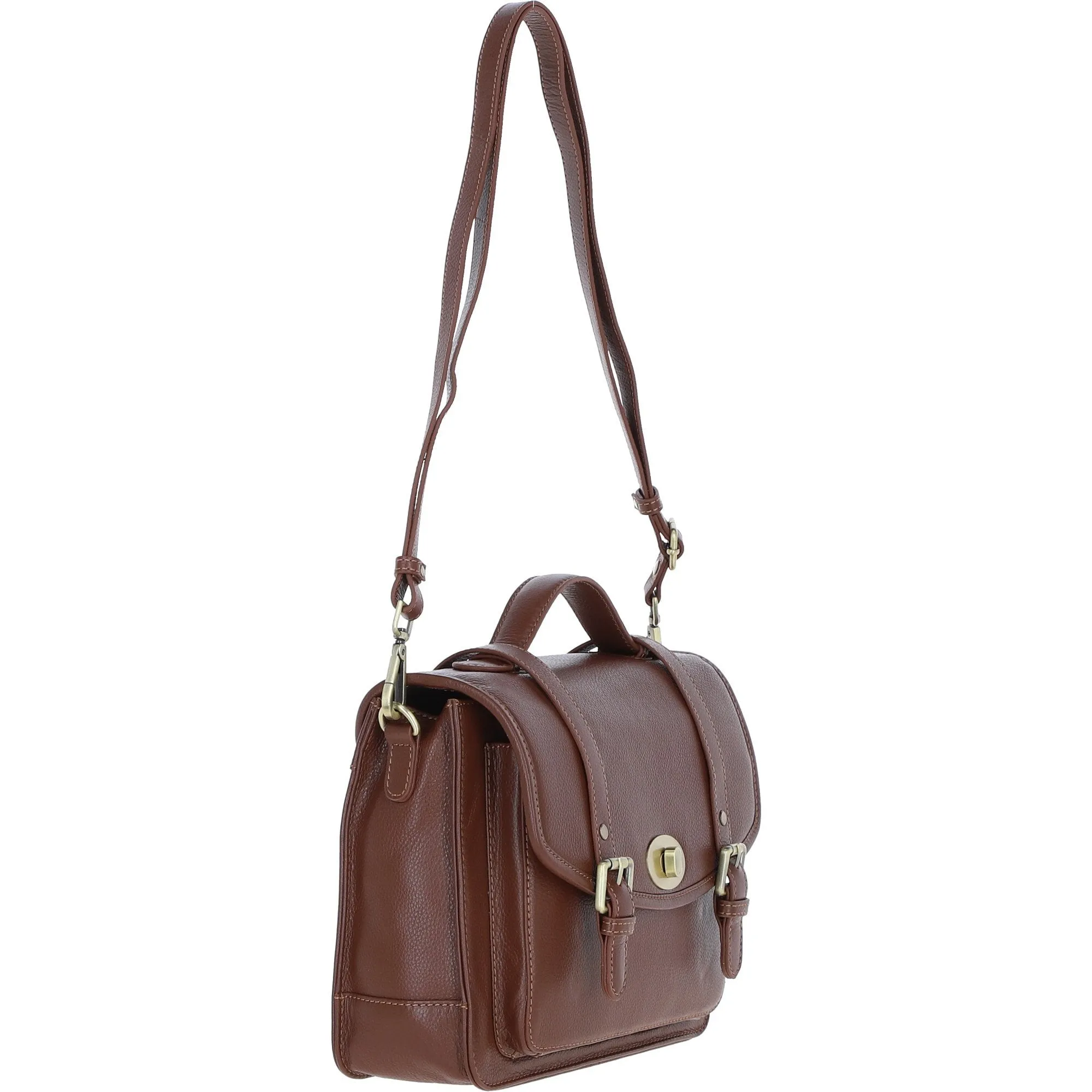 Elegance Satchel Leather Hangbag Tan: M-89