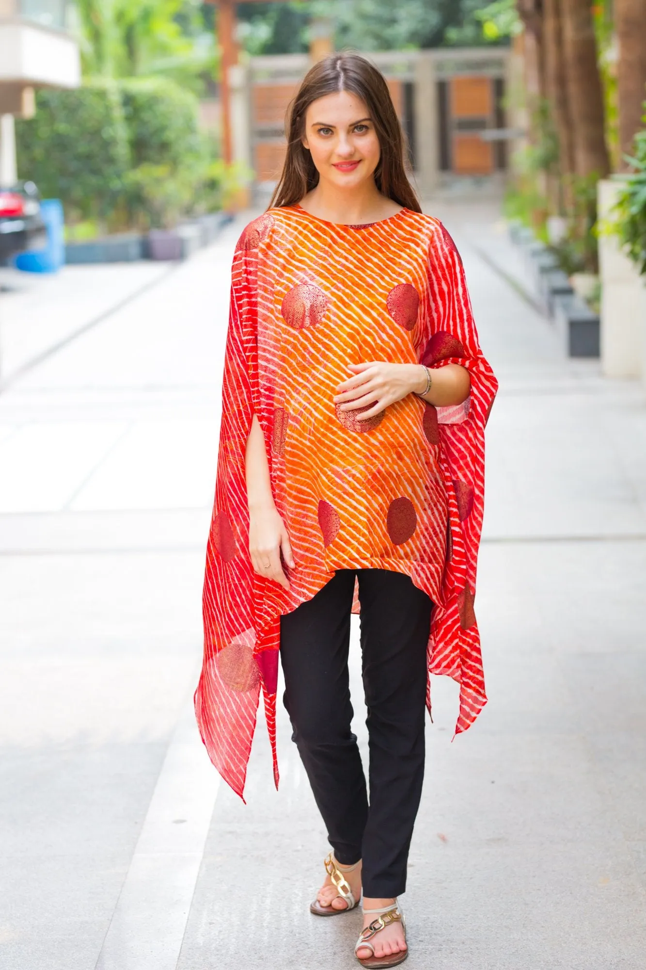 Festive Gold Maternity Poncho