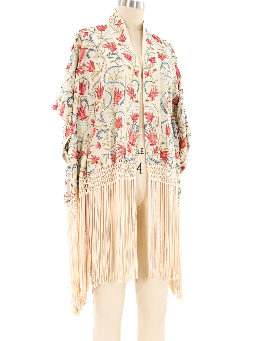 Floral Embroidered Fringed Shawl