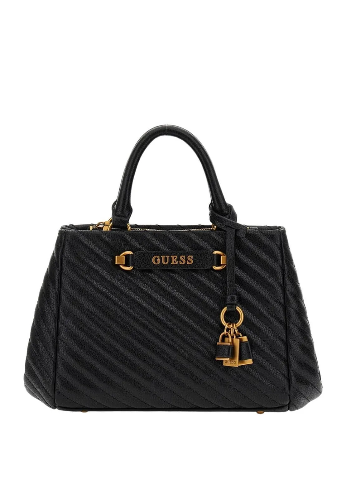 Guess Sela Stitch Detail Satchel Bag, Black