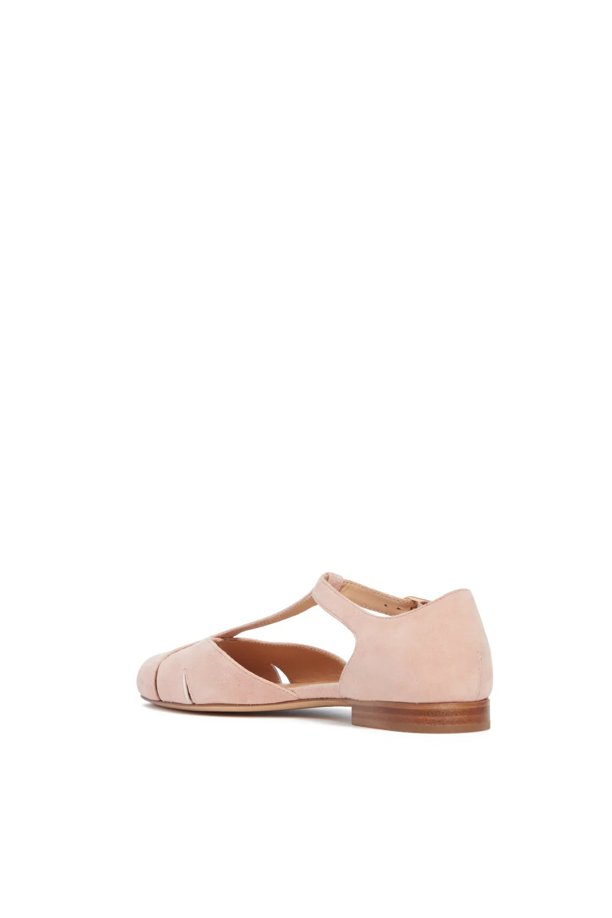 Harlow Ballerina Flat in Blush Suede