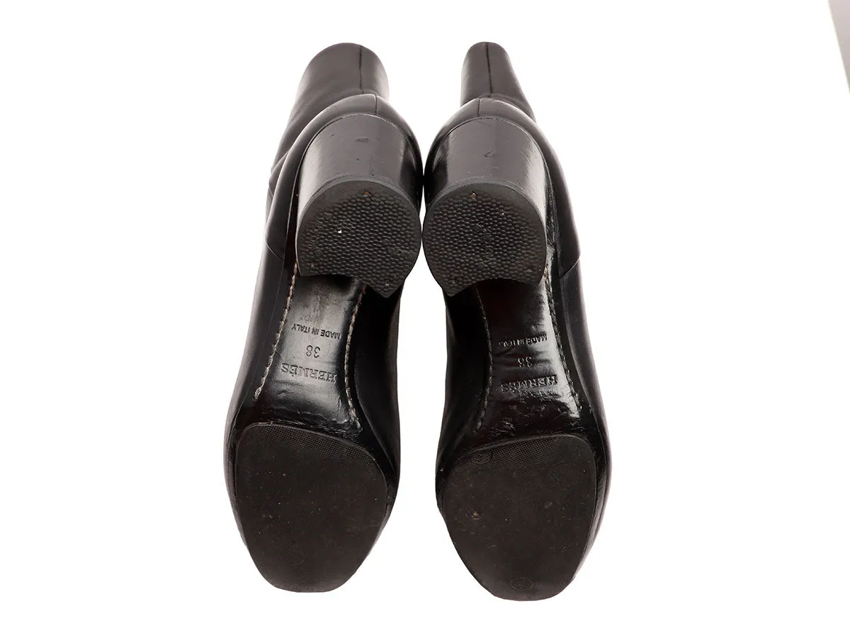 Hermès Black Leather New York Booties 70mm