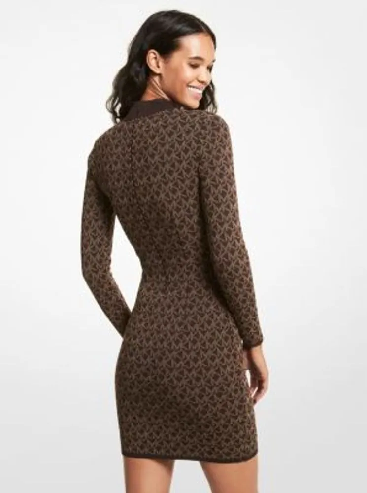 Michael Kors Logo Jacquard Mock Neck Dress