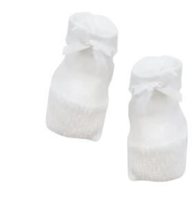 Paty Baby Booties White w/White Bow
