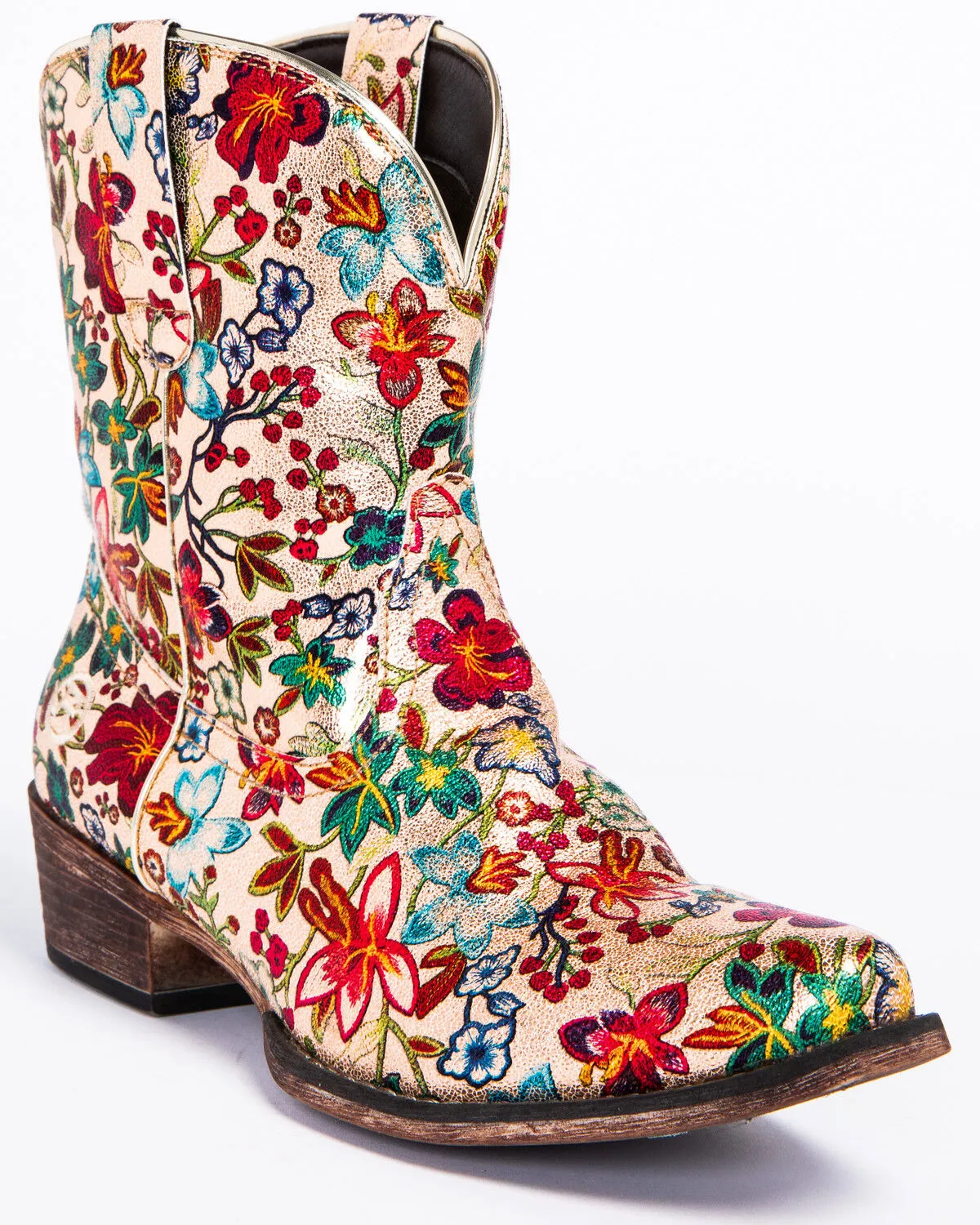 Product Name:  Roper Women's Ingrid Floral Western Booties - Snip Toe