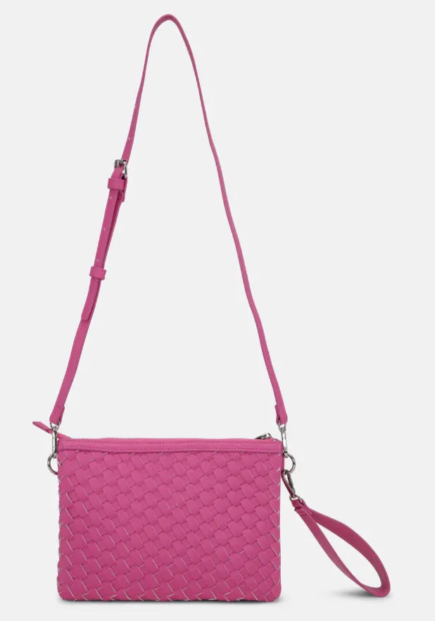 The Woven Crossbody in Hot Pink