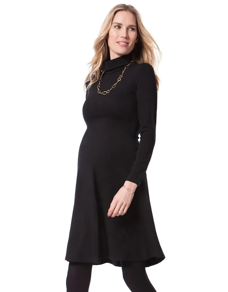 Vanessa Turtleneck Maternity Dress - Black