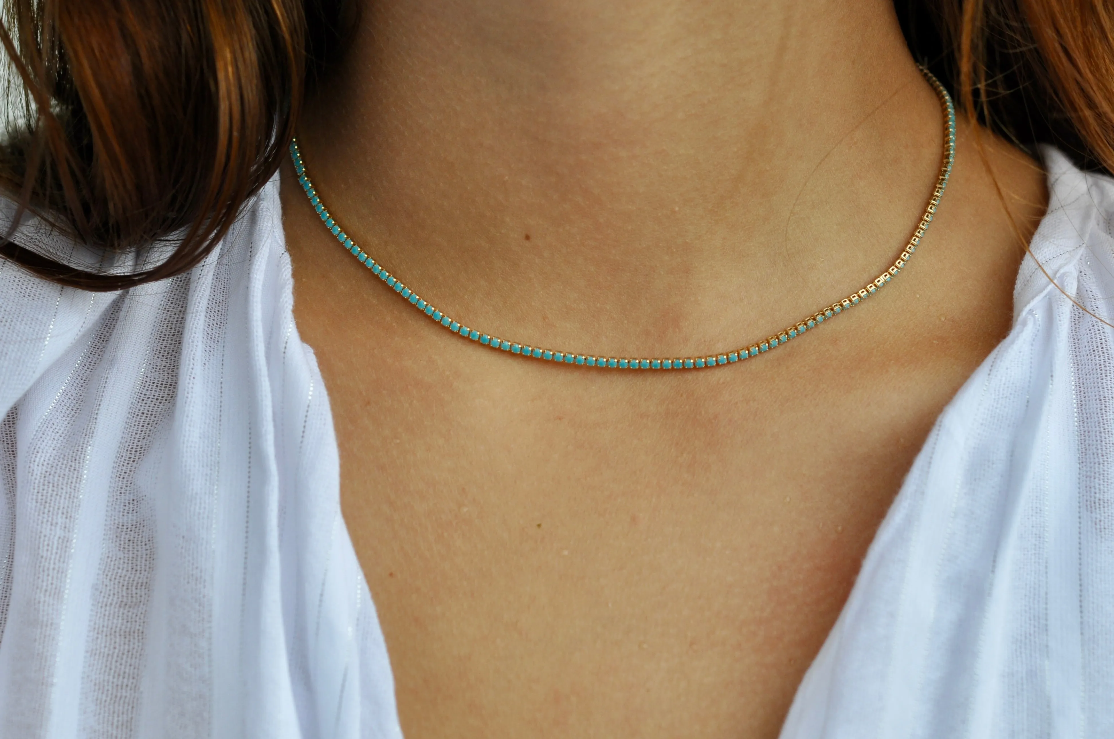 VIXY TURQUIOSE TENNIS NECKLACE