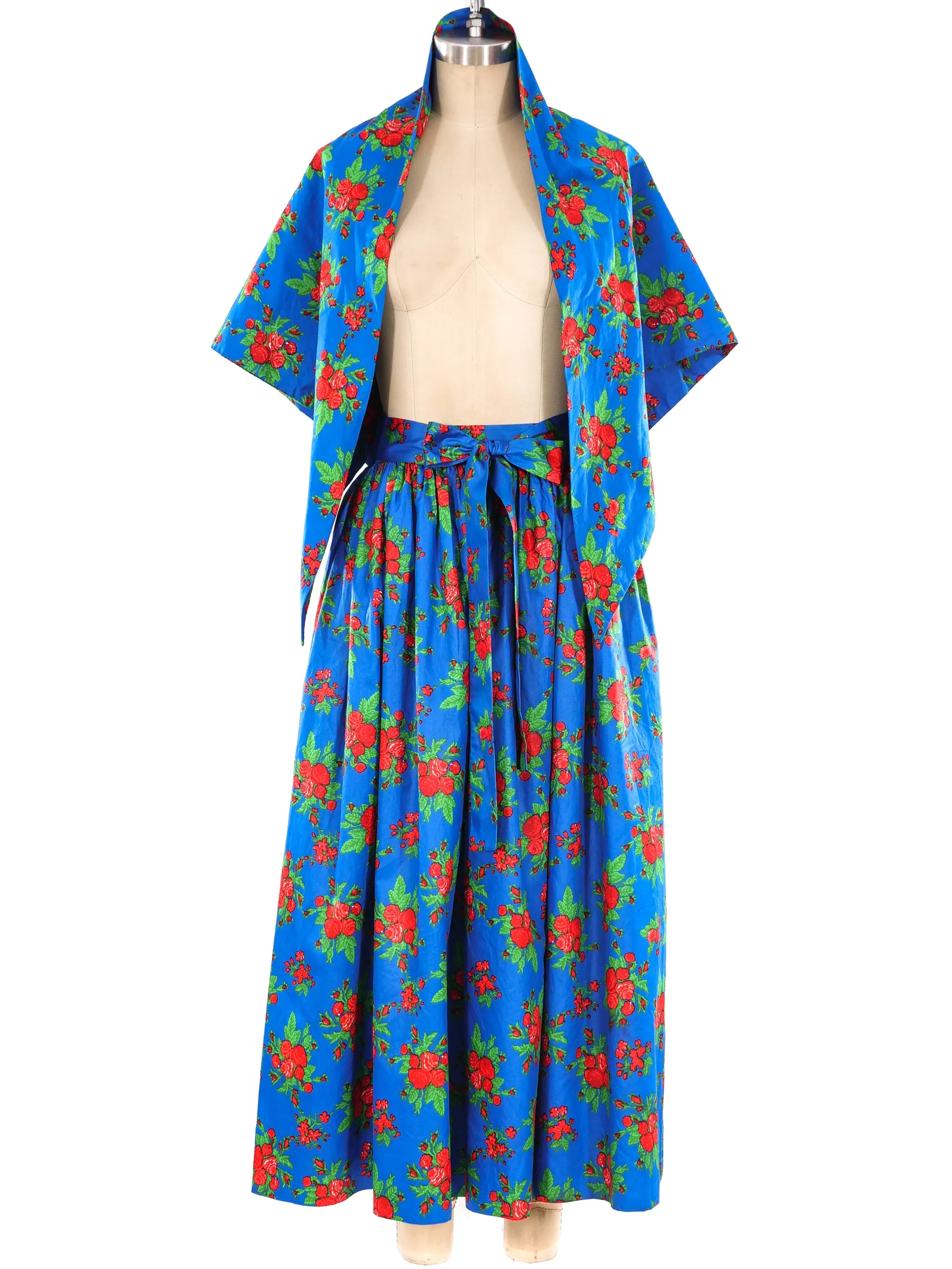 Yves Saint Laurent Floral Midi Skirt and Shawl